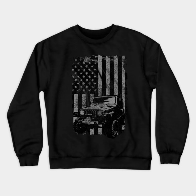 Vintage US Flag Jeeps Shirt - Jeeps Enthusiast T Shirt Crewneck Sweatshirt by Dailygrind